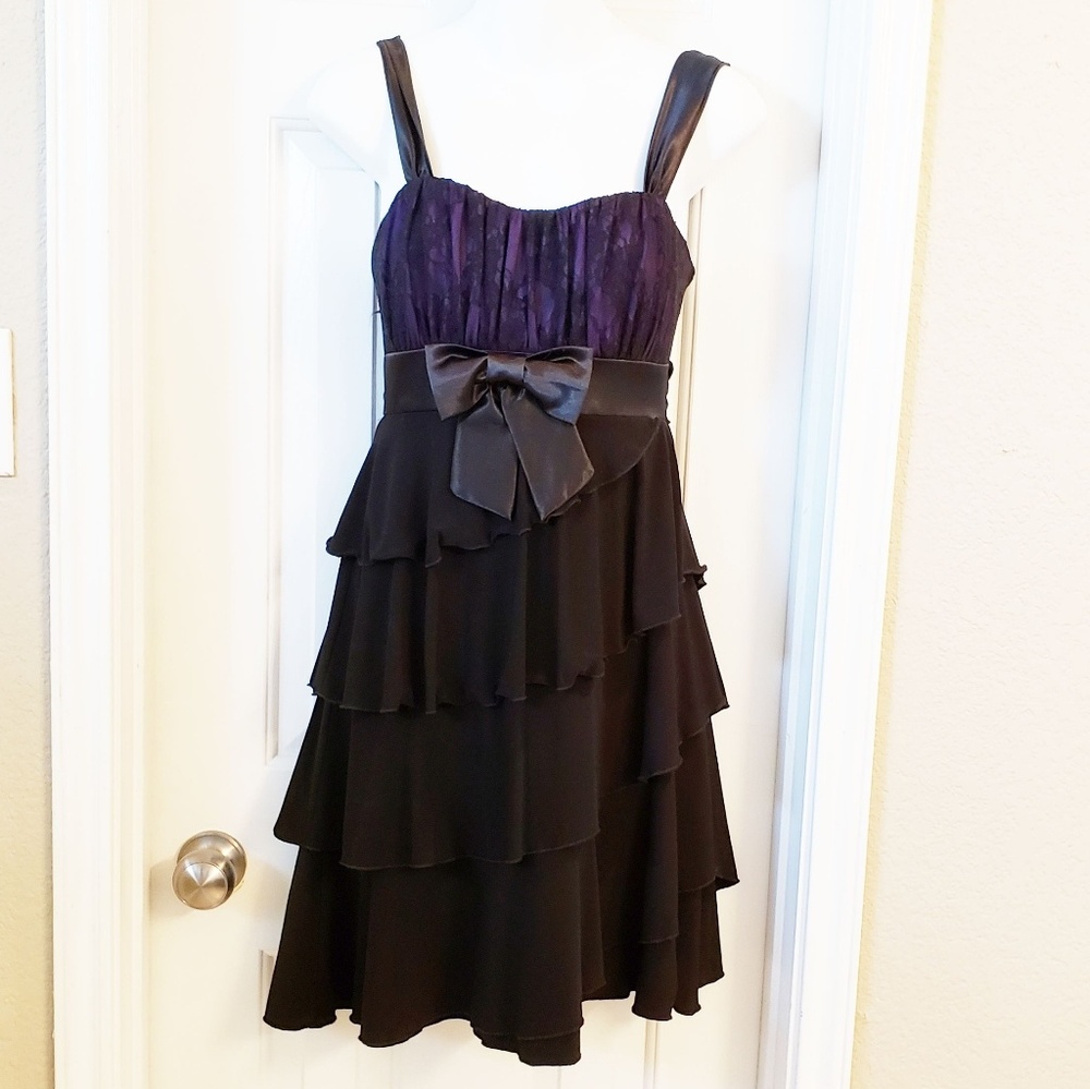 Deb Formal Evening Cocktail Tiered Dress Lace Top